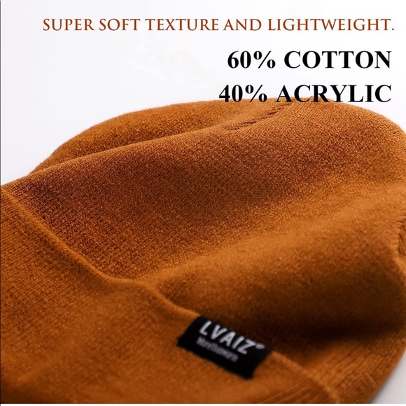 BROWN UNISEX SATIN LINED (winter) BEANIE HAT (BRAND NEW) - Picture 3 of 5